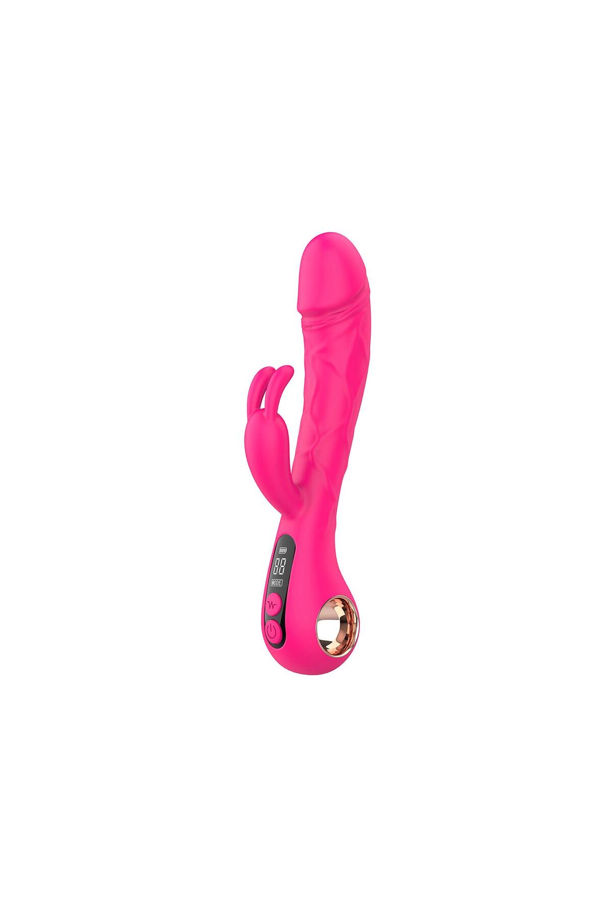 Pembe Tilki LCD Ekranlı 2’si 1 Arada Rabbit Vibratör
