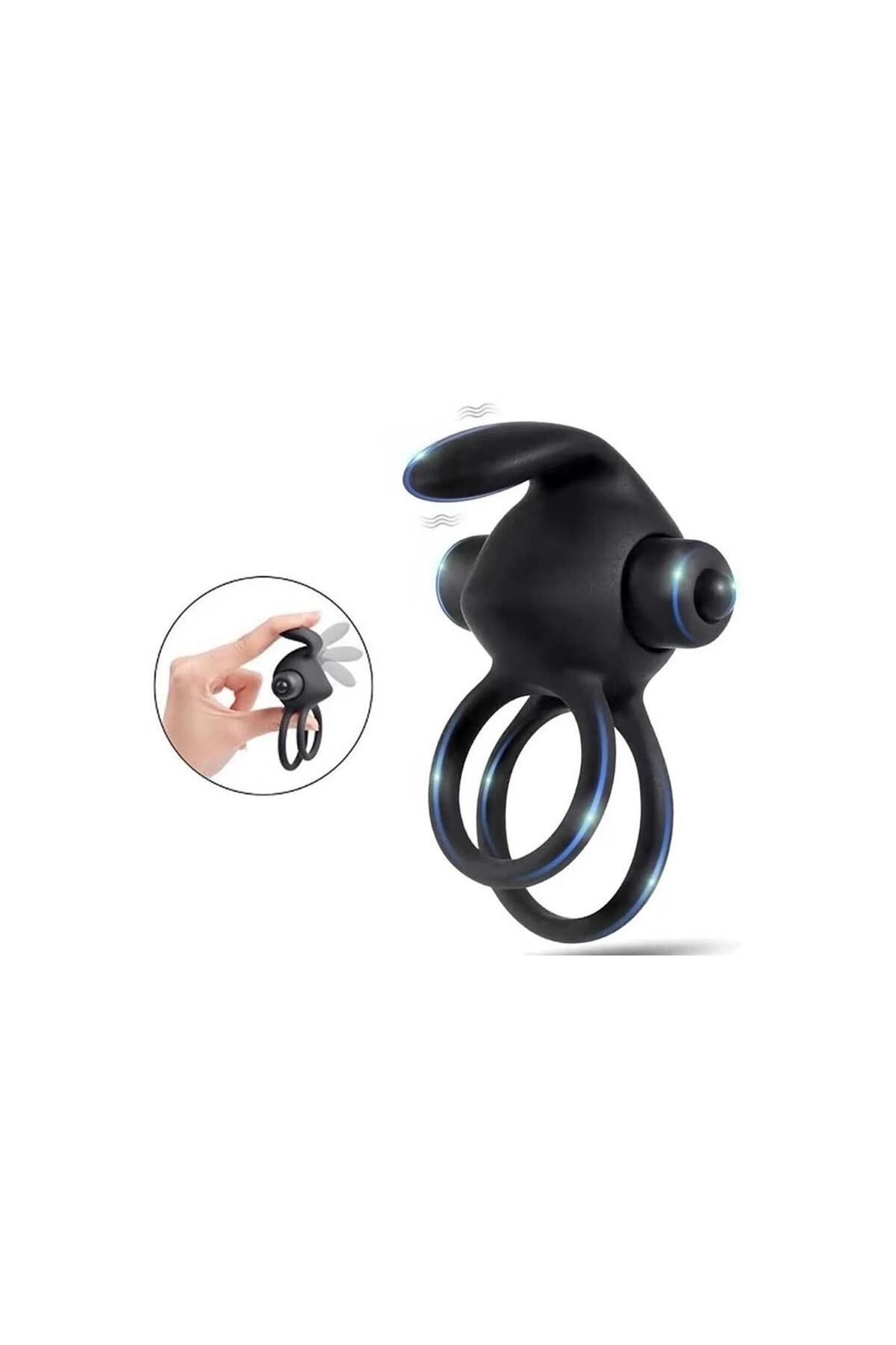 Titreşimli Rabbit Penis Halkası Siyah - Görsel 2