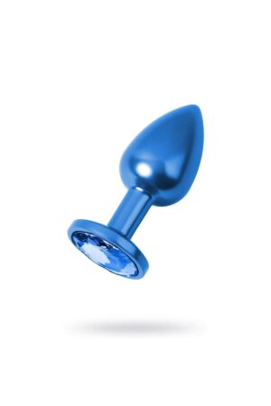 Metal Mavi Taşlı Mavi Anal Plug Orta Boy