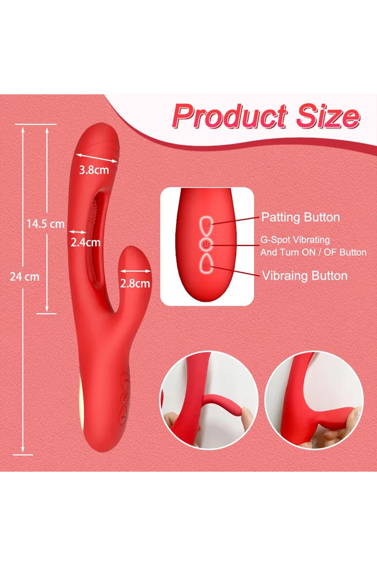 Modern 3 Modlu Rabbit Vibrator Kırmızı - Görsel 4