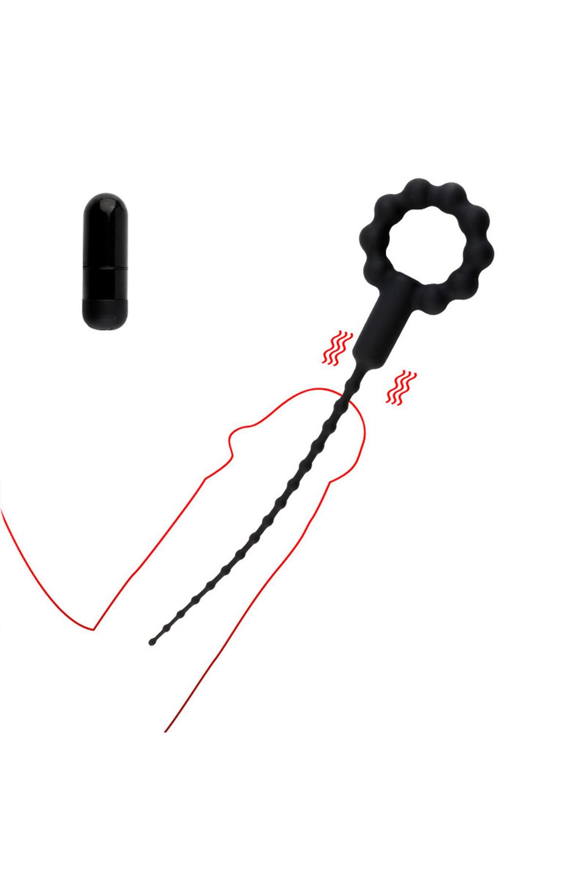 Titreşimli Boğumlu Penis Plug Siyah - Görsel 4