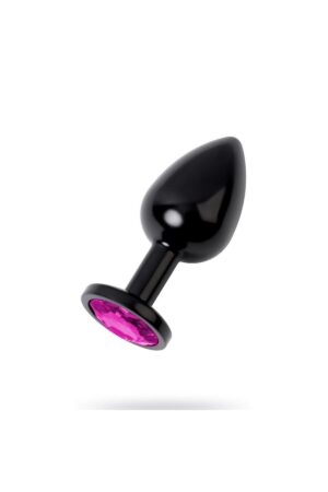 Metal Pembe Taşlı Siyah Anal Plug Küçük Boy