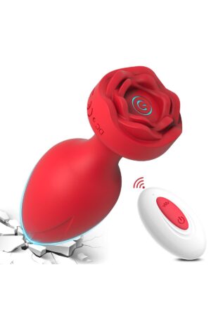 Uzaktan Kumandalı Gül Şekilli Anal Vibrator Kırmızı