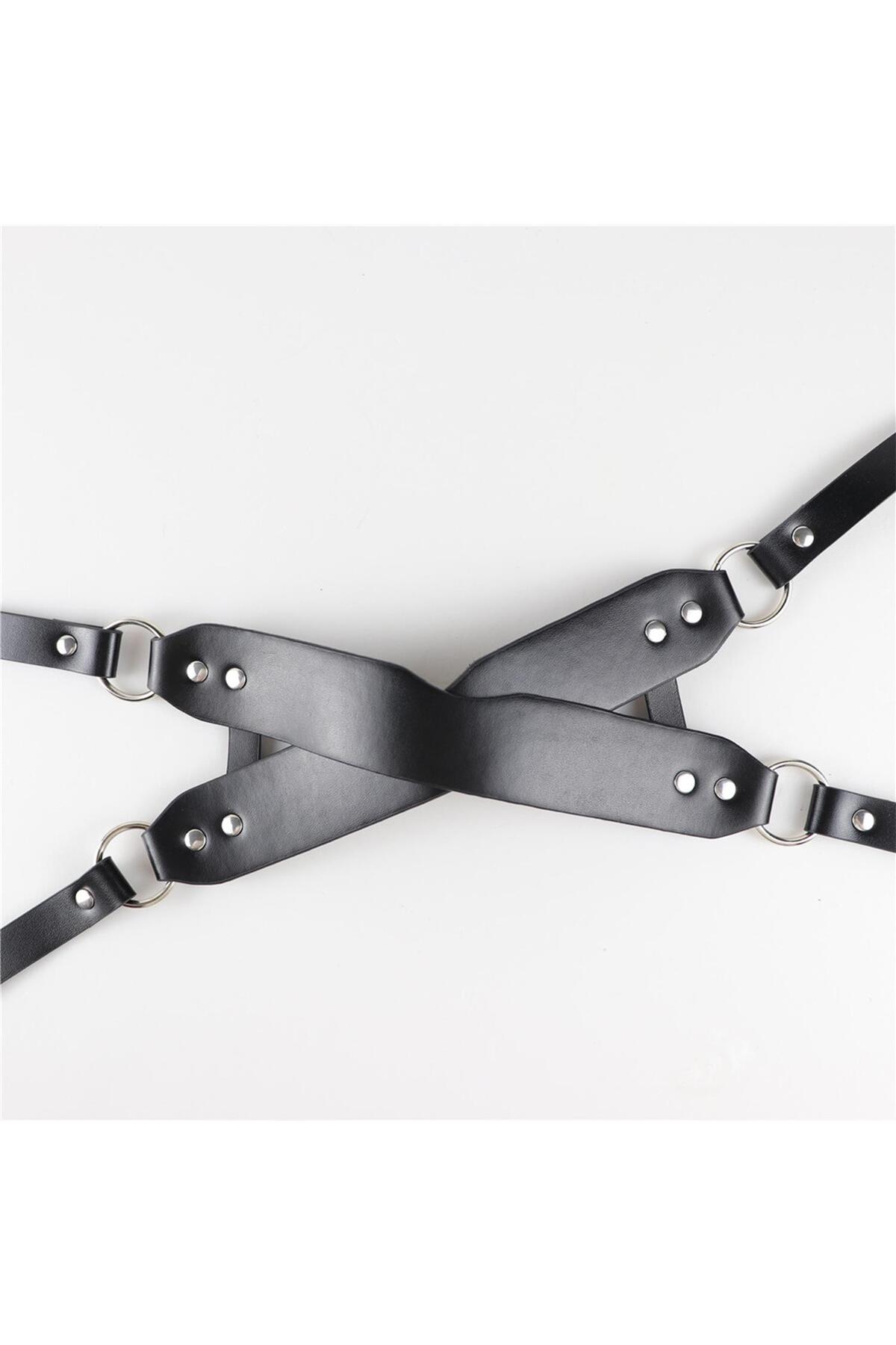 Deri Çapraz Göz Maskesi Ayarlanabilir Harness - Görsel 4