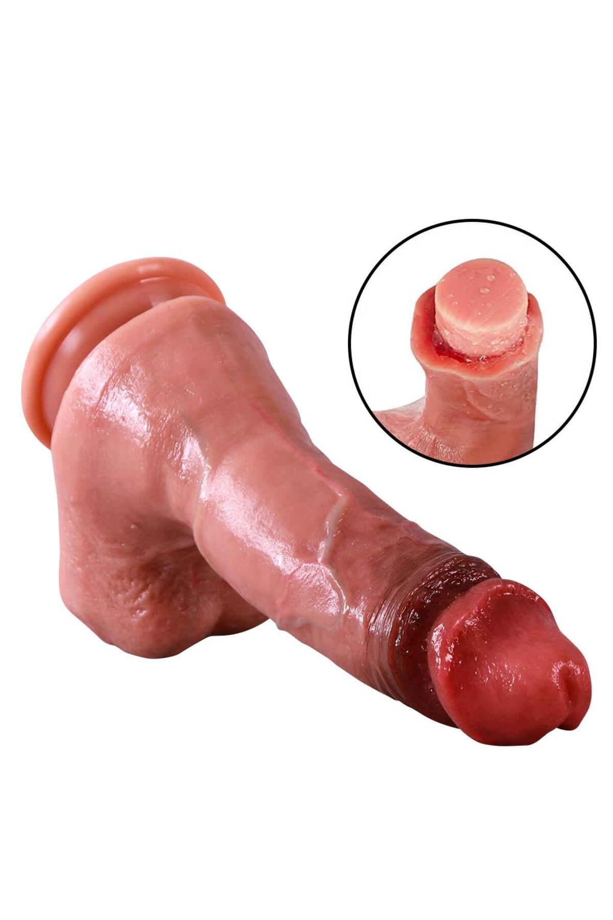Pembe Tilki Vakum Tabanlı Gerçekçi Esmer Dildo 20,5 cm - Görsel 3