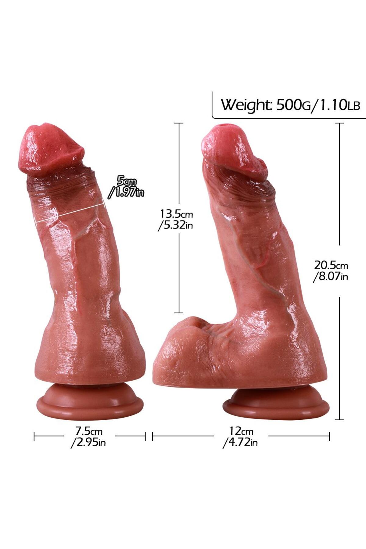 Pembe Tilki Vakum Tabanlı Gerçekçi Esmer Dildo 20,5 cm - Görsel 4