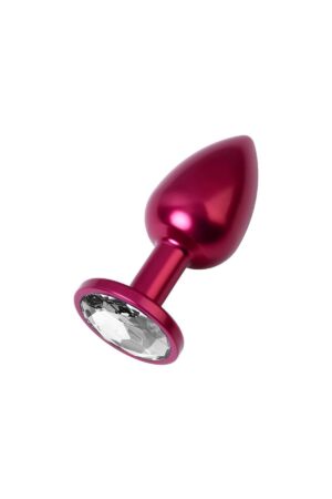 Metal Clear Taşlı Kırmızı Anal Plug Orta Boy