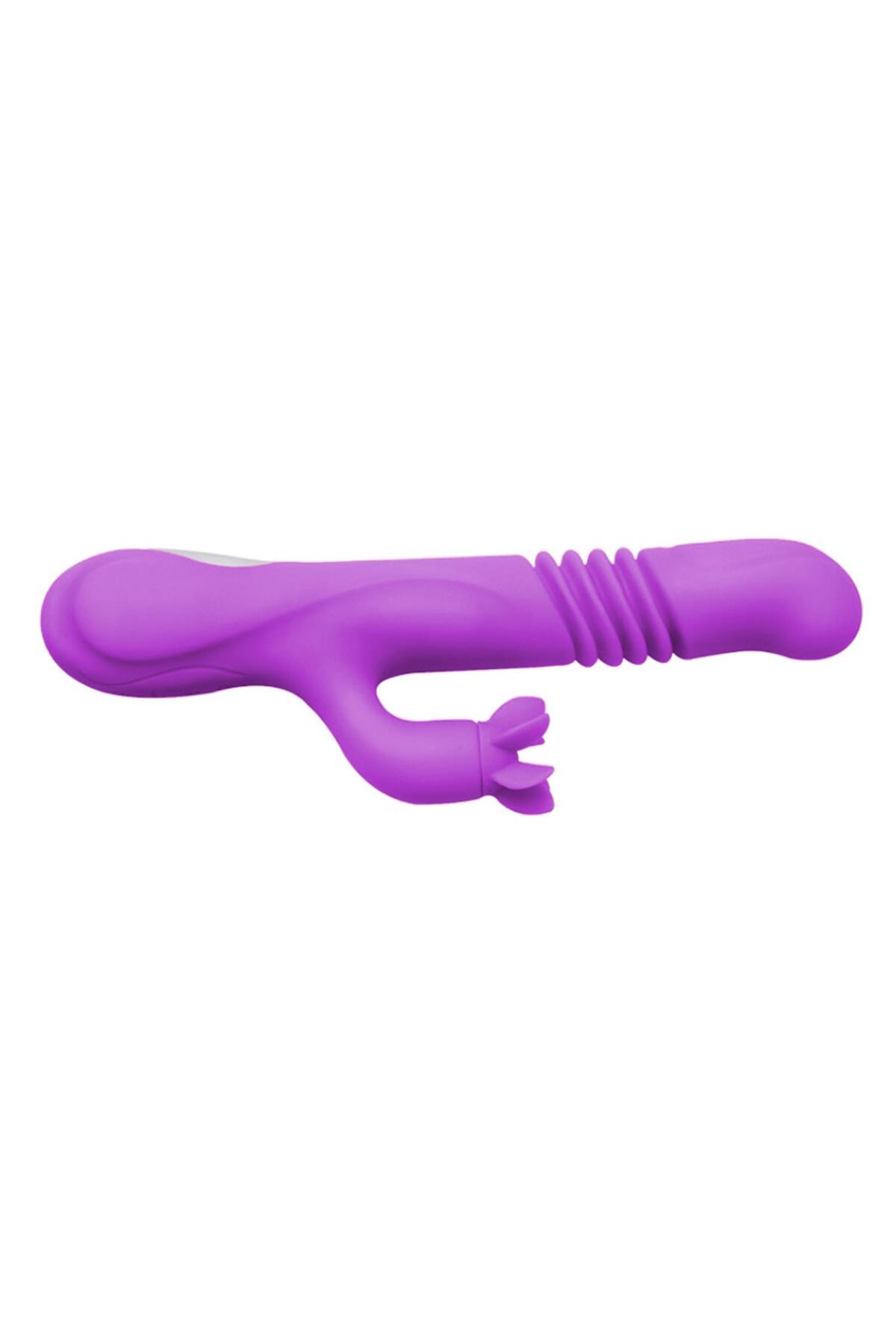 Hareketli Uyarıcılı Isıtmalı Rabbit Vibratör Mor - Görsel 3