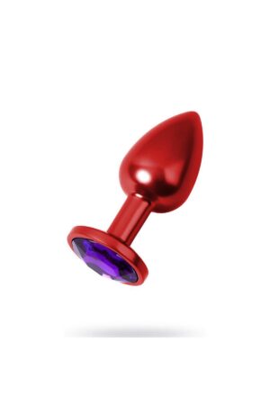Metal Mor Taşlı Kırmızı Anal Plug Küçük Boy