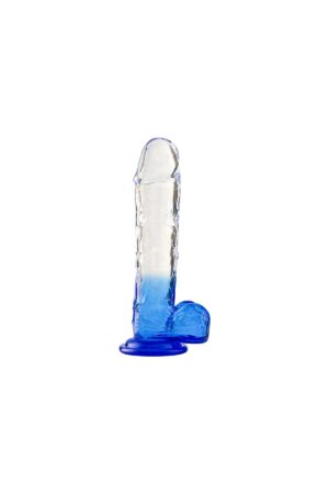 Silikon Şeffaf Mavi Realistik Dildo 20 cm