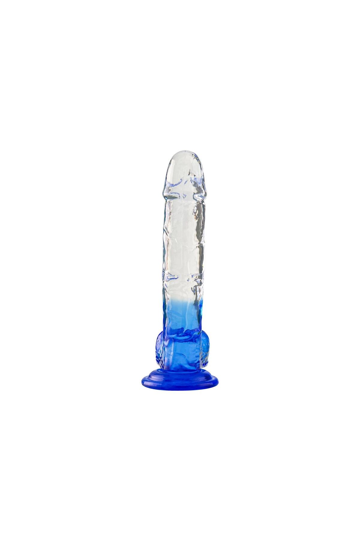 Silikon Şeffaf Mavi Realistik Dildo 20 cm - Görsel 2
