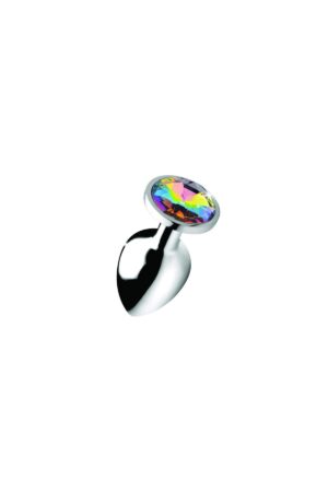 Metal Elmas Taşlı Anal Plug Rainbow Büyük Boy