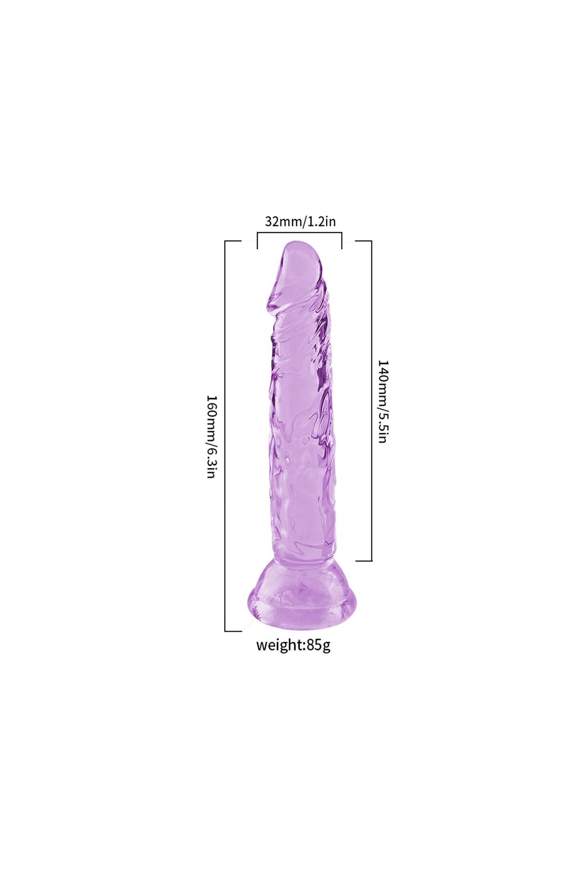 Şeffaf Mor Silikon Gerçekçi Dildo 14cm - Görsel 2