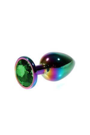Metal Yeşil Taşlı Rainbow Anal Plug Orta Boy