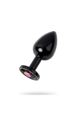 Metal Rainbow Taşlı Siyah Anal Plug Orta Boy