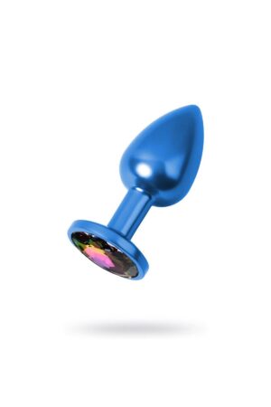 Metal Rainbow Taşlı Mavi Anal Plug Orta Boy