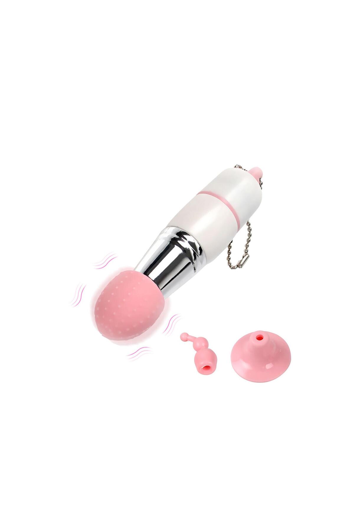 Mini Anahtarlık Vibratör – 3 Başlıklı Kompakt Masaj Cihazı Beyaz - Görsel 2
