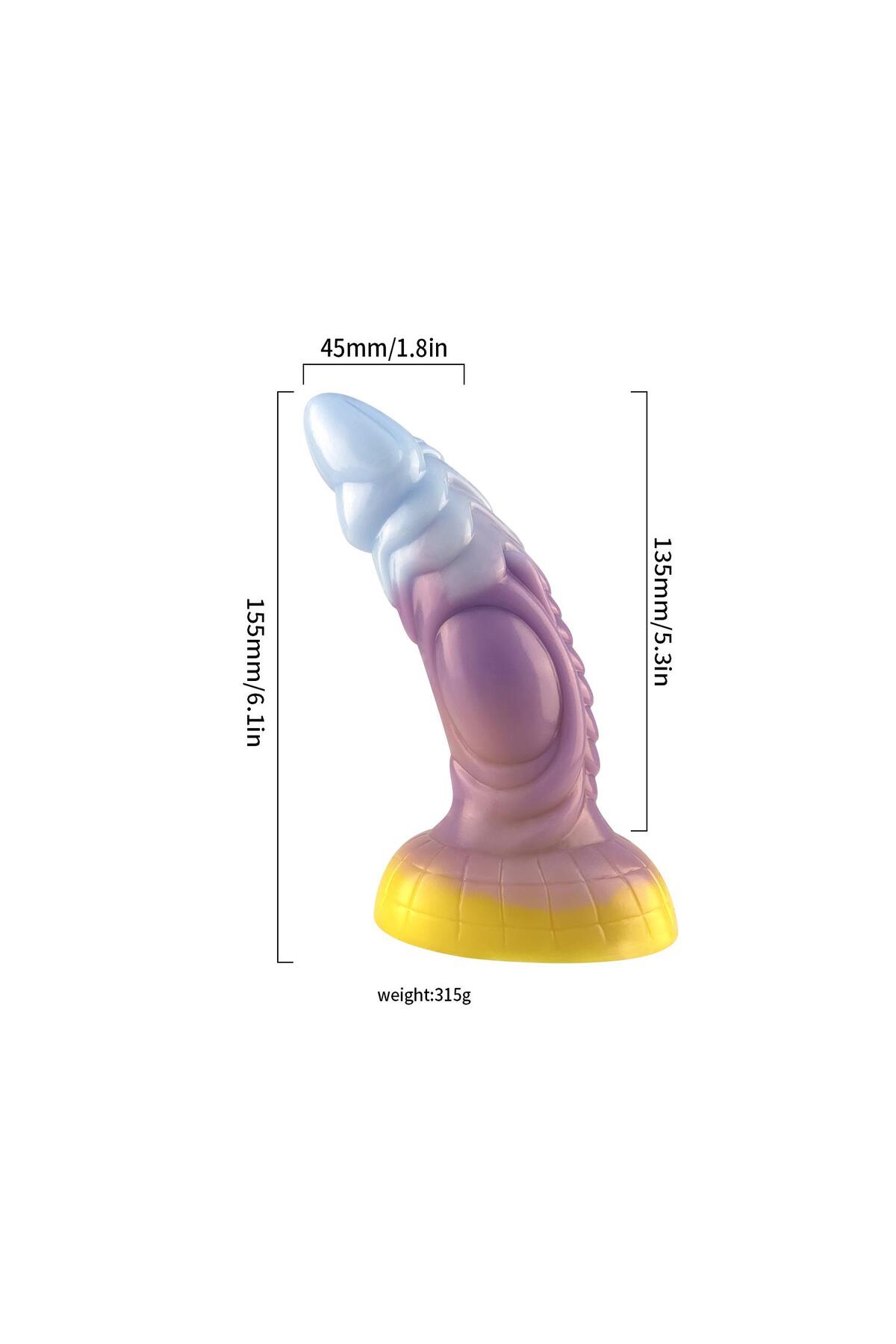 Fantastik Renkli Ejderha Dildo – Yumuşak Silikon, Ergonomik ve Gerçekçi Dokulu - Görsel 5