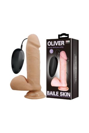 Baile Oliver 9.5” Damar Dokulu Realistik Vibratör Dildo Kumandalı