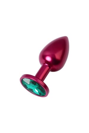 Metal Yeşil Taşlı Kırmızı Anal Plug Orta Boy