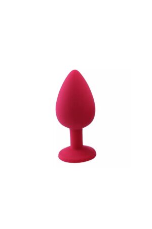 Elmas Taşlı Silikon Kaplı Anal Plug M Orta Boy 8 cm Kırmızı