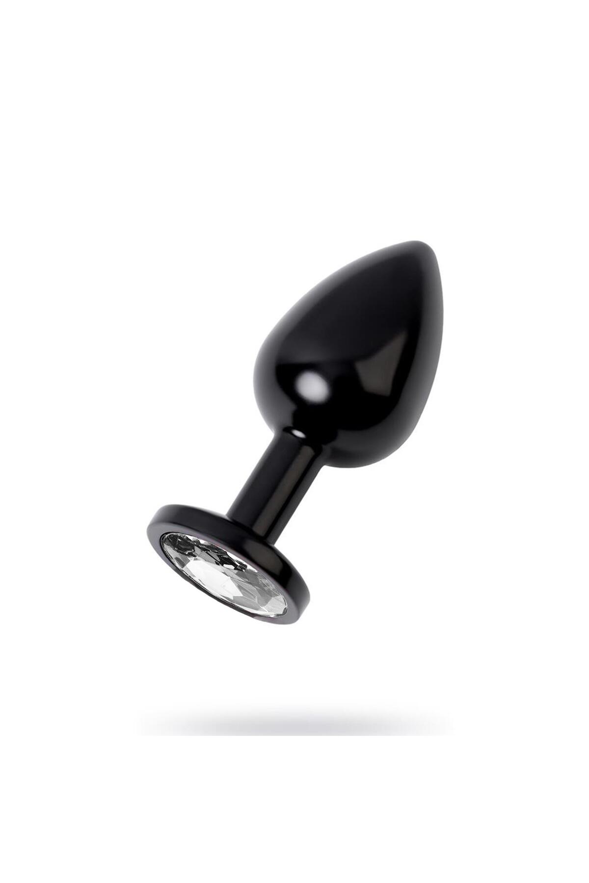 Metal Clear Taşlı Siyah Anal Plug Küçük Boy