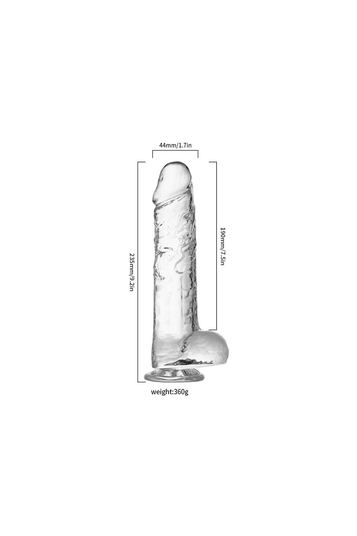 Şeffaf Realistik Dildo 23 cm - Görsel 2