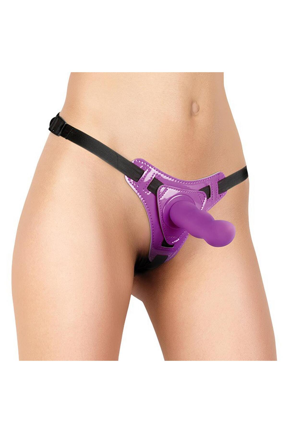 Belden Bağlamalı Modern Dildo Mor 12,5 cm - Görsel 2