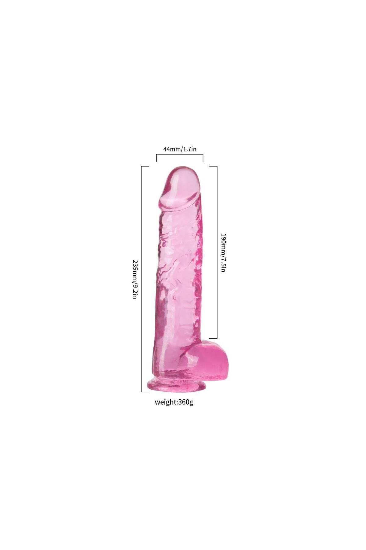 Şeffaf Pembe Realistik Dildo 23 cm - Görsel 2