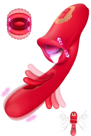 Şarjlı Klitoris G Nokta Uyarıcı Çırpma ve Dil Dudak Hareketli Güçlü Titreşimli 2 in 1 Oral Vibratör
