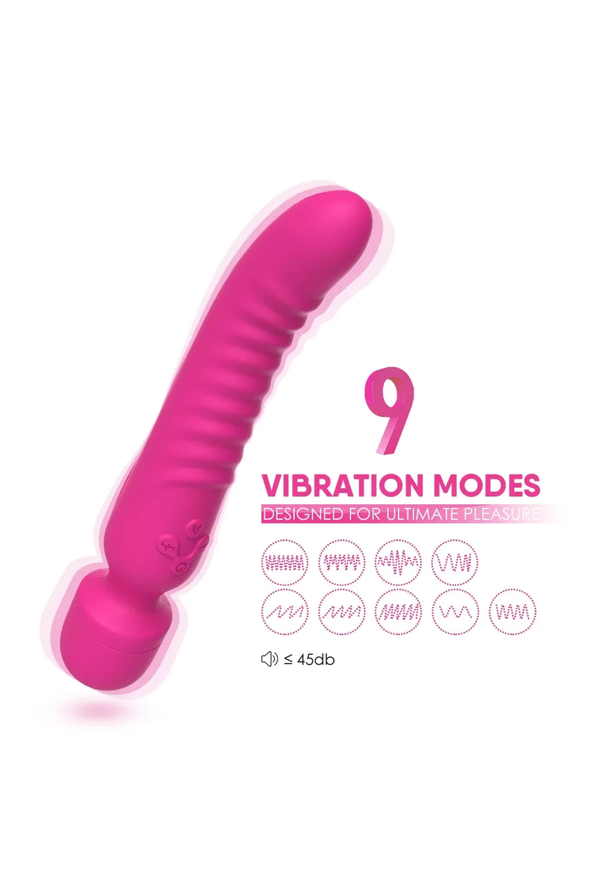 CHOBE Isıtmalı Çift Titreşim Motorlu Klitoris ve G Nokta Wand Vibratör - Pembe - Görsel 3