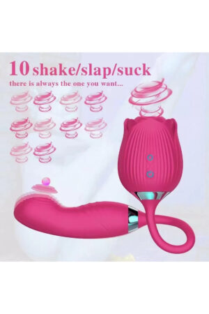 SUCKER ROSE Titreşimli G-Spot Tapping ve Klitoris Emiş Güçlü 3 in 1 Vibratör