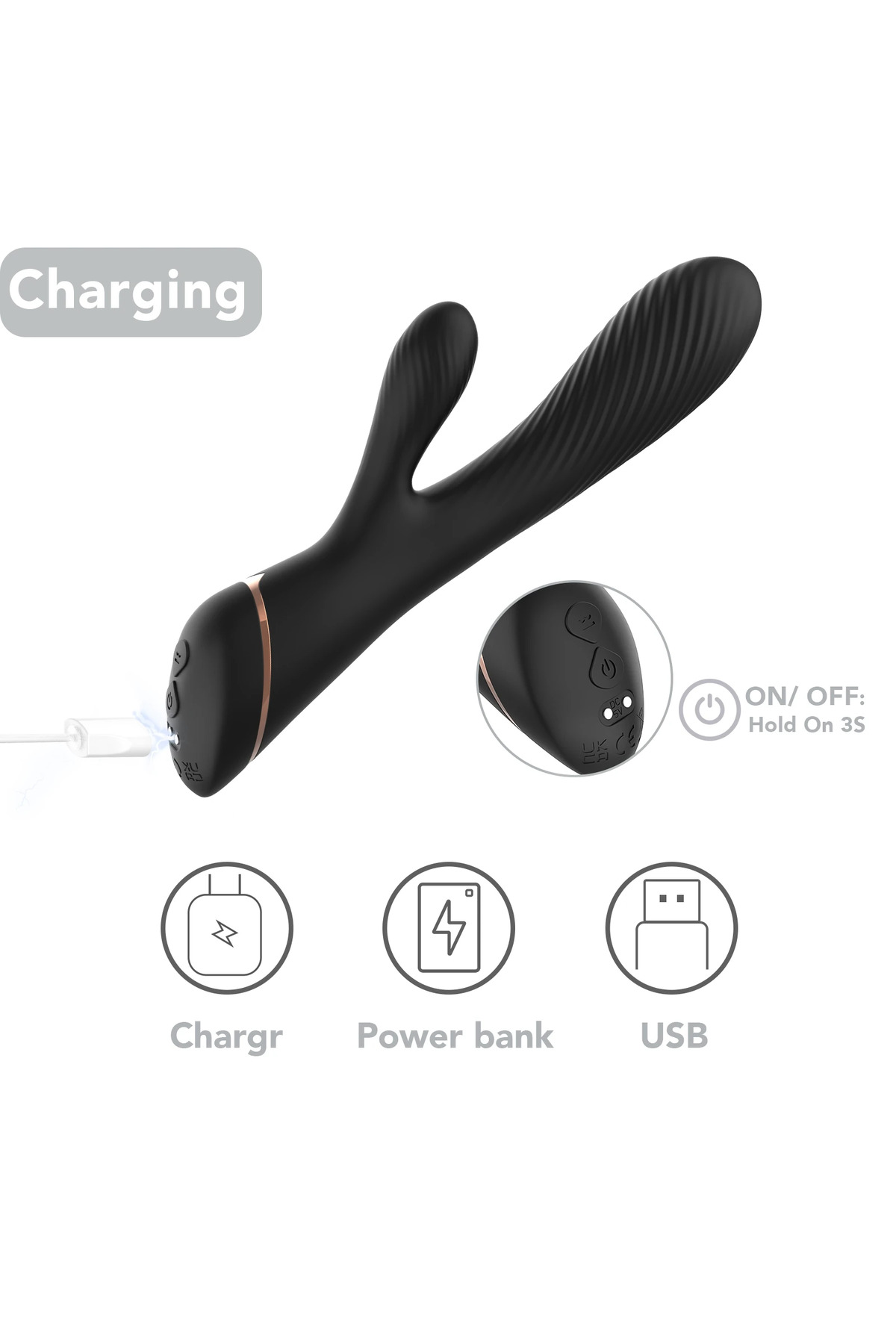 PRIME TOYS Spiry Şarjlı Tırtıklı G Nokta ve Klitoris Uyarıcı 2 in 1 Vibratör - Görsel 6