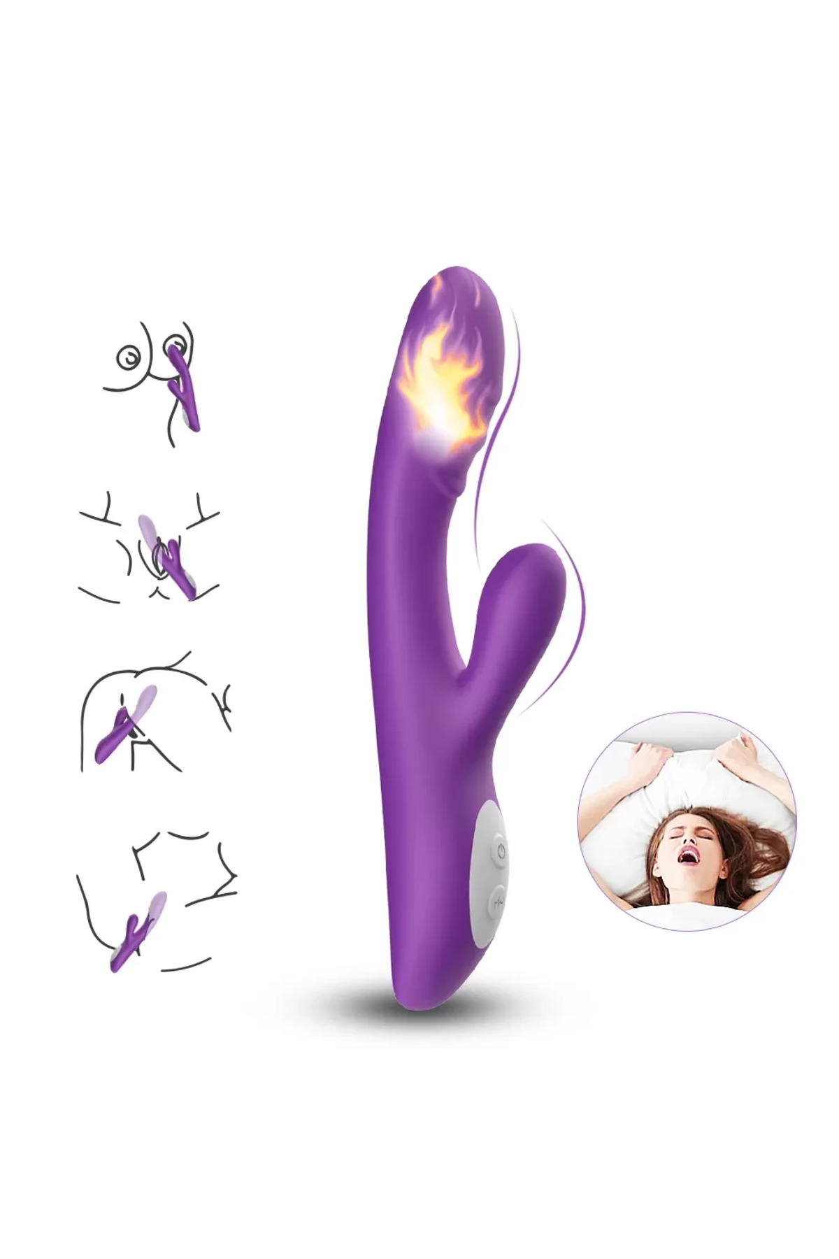 PRIME TOYS Spark Isıtmalı Klitoris ve G Spot Uyarıcı 2 in 1 Rabbit Vibratör - Mor