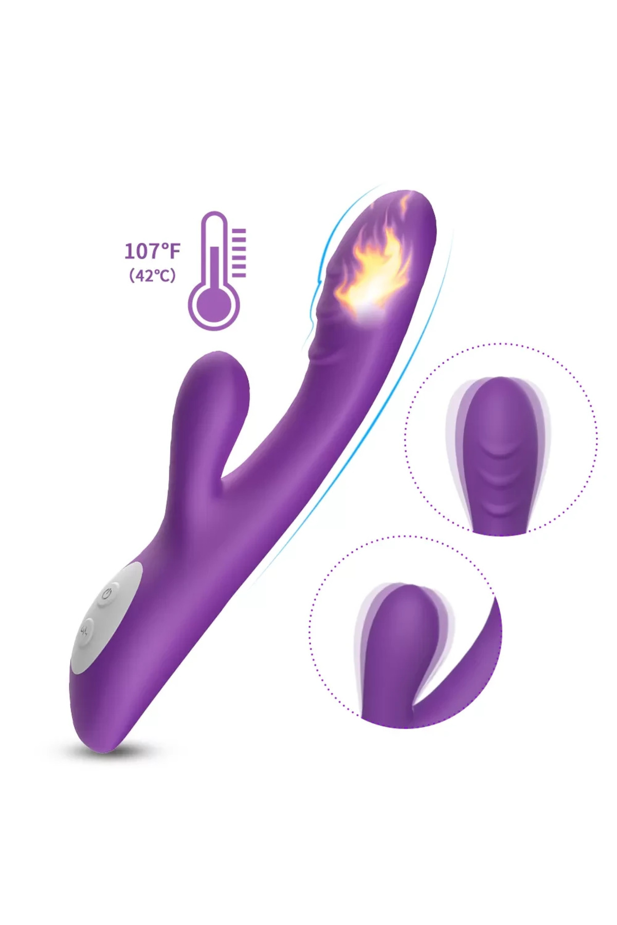 PRIME TOYS Spark Isıtmalı Klitoris ve G Spot Uyarıcı 2 in 1 Rabbit Vibratör - Mor - Görsel 2
