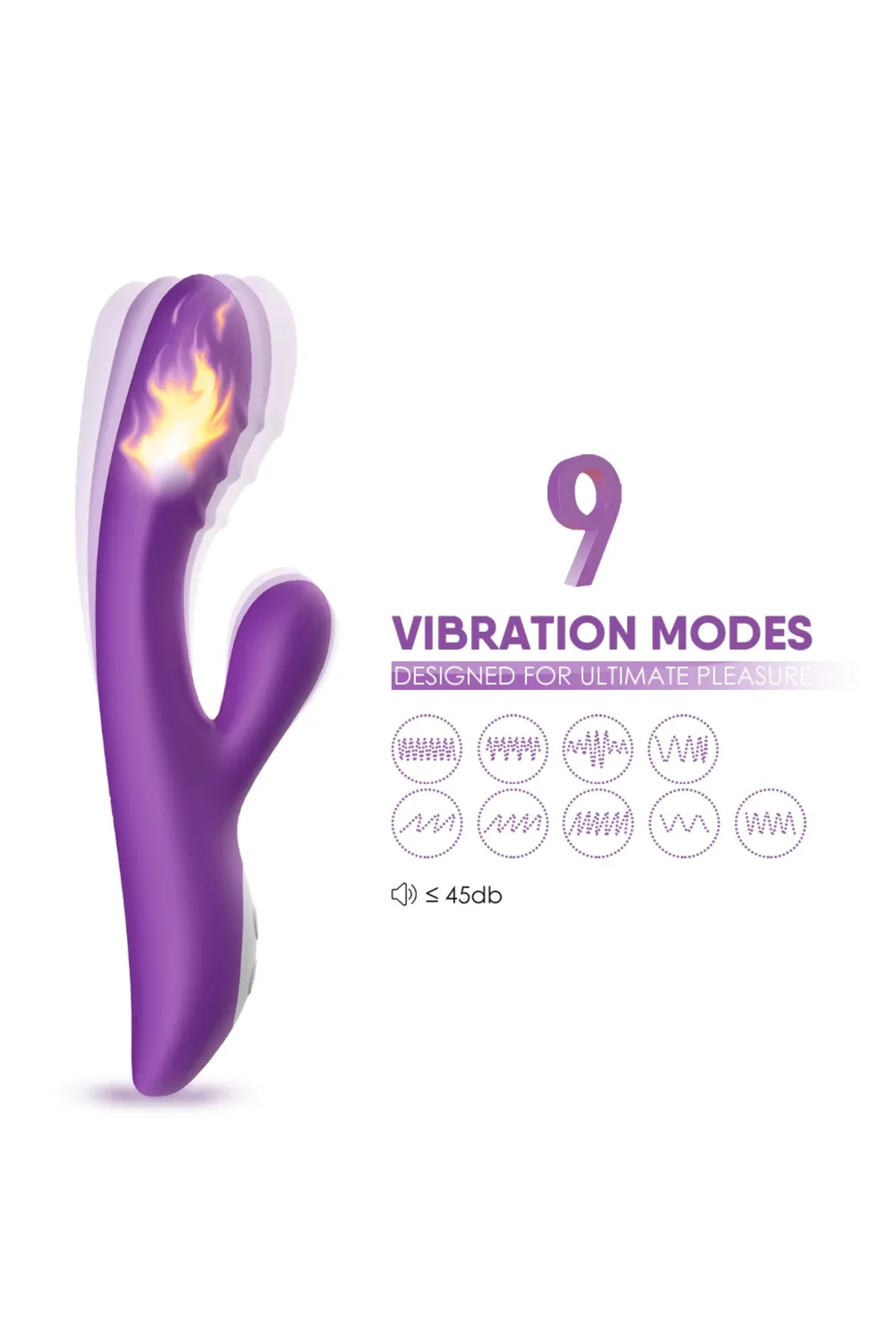 PRIME TOYS Spark Isıtmalı Klitoris ve G Spot Uyarıcı 2 in 1 Rabbit Vibratör - Mor - Görsel 3