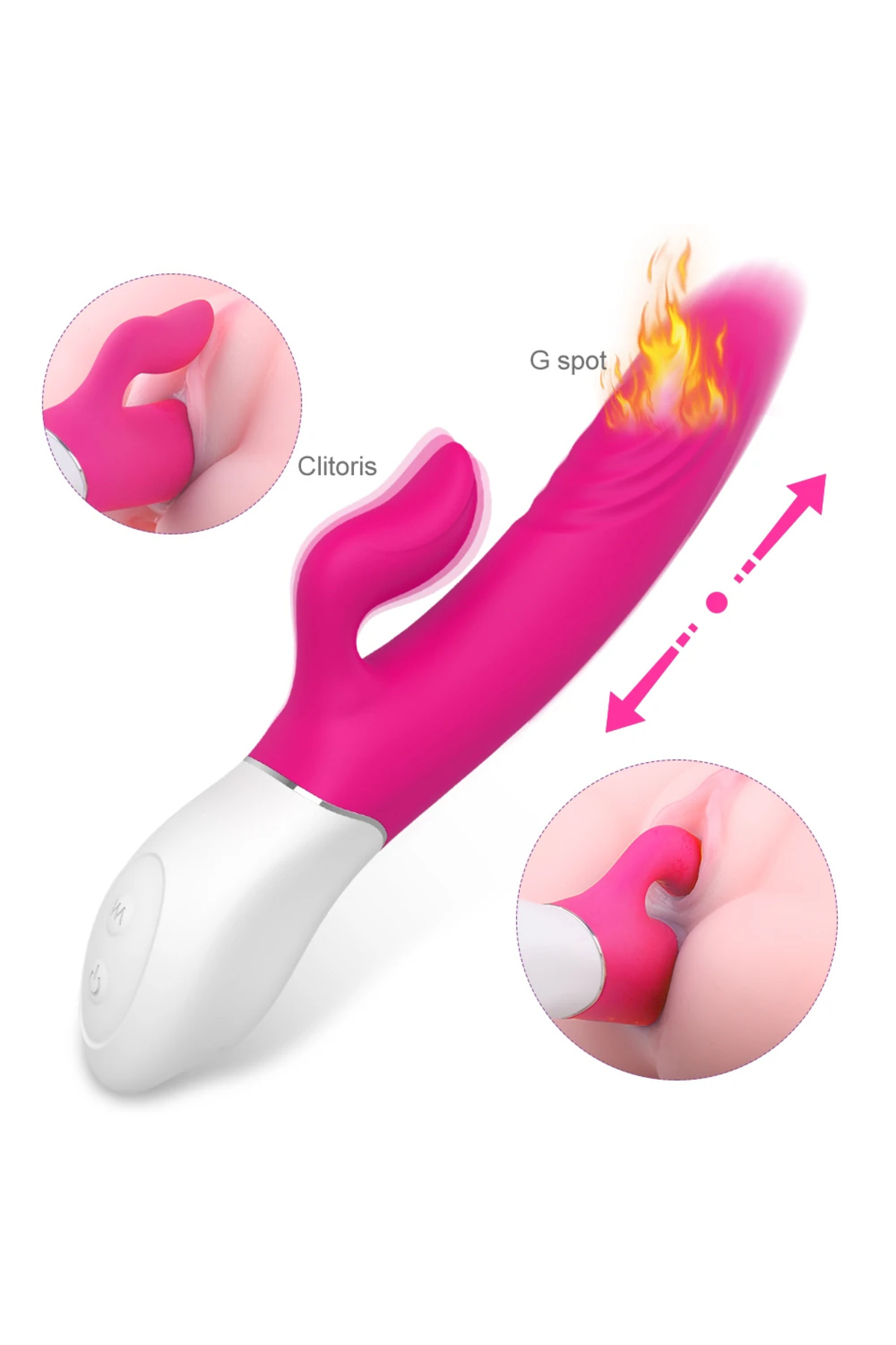 Lighters Şarjlı Isıtmalı İleri Geri Hareketli ve Güçlü Titreşimli 2 in 1 Rabbit Vibratör