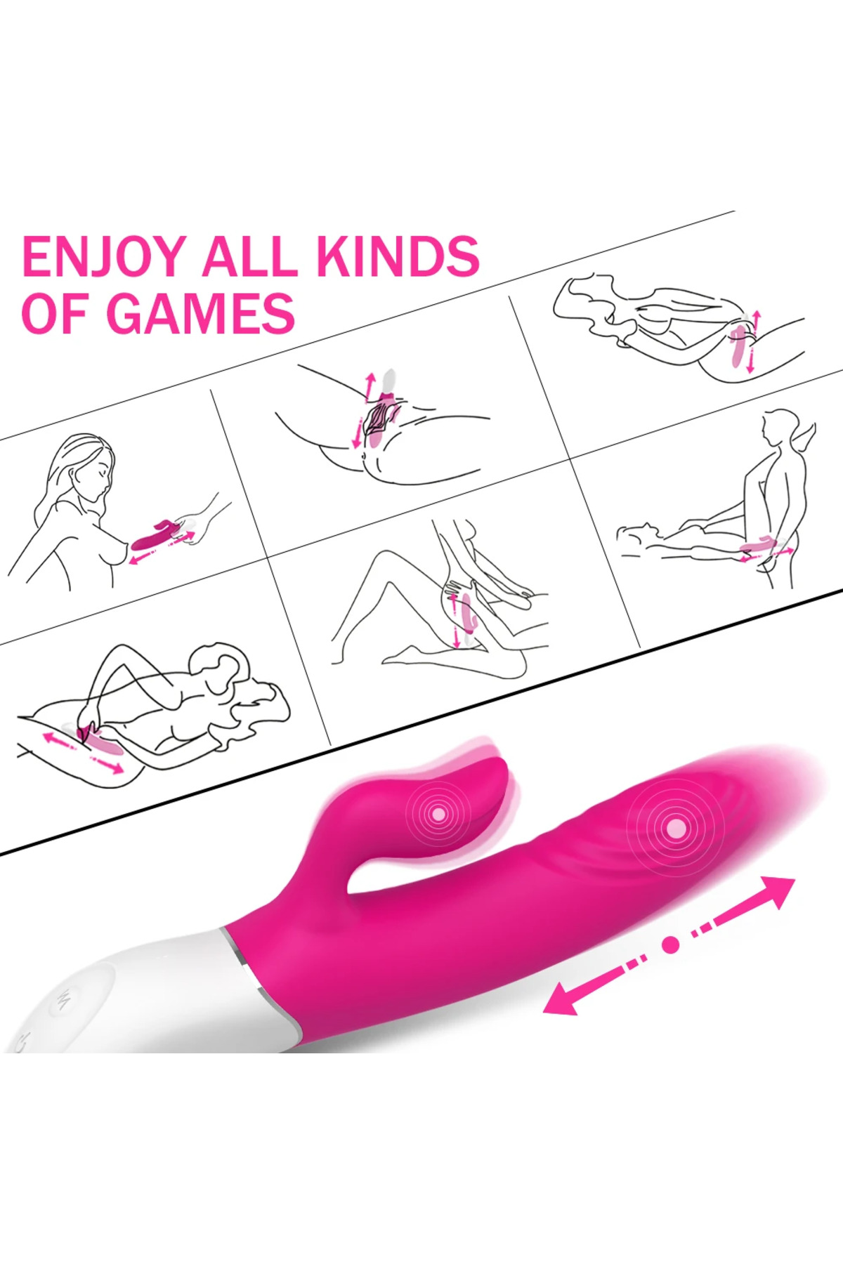 Lighters Şarjlı Isıtmalı İleri Geri Hareketli ve Güçlü Titreşimli 2 in 1 Rabbit Vibratör - Görsel 2