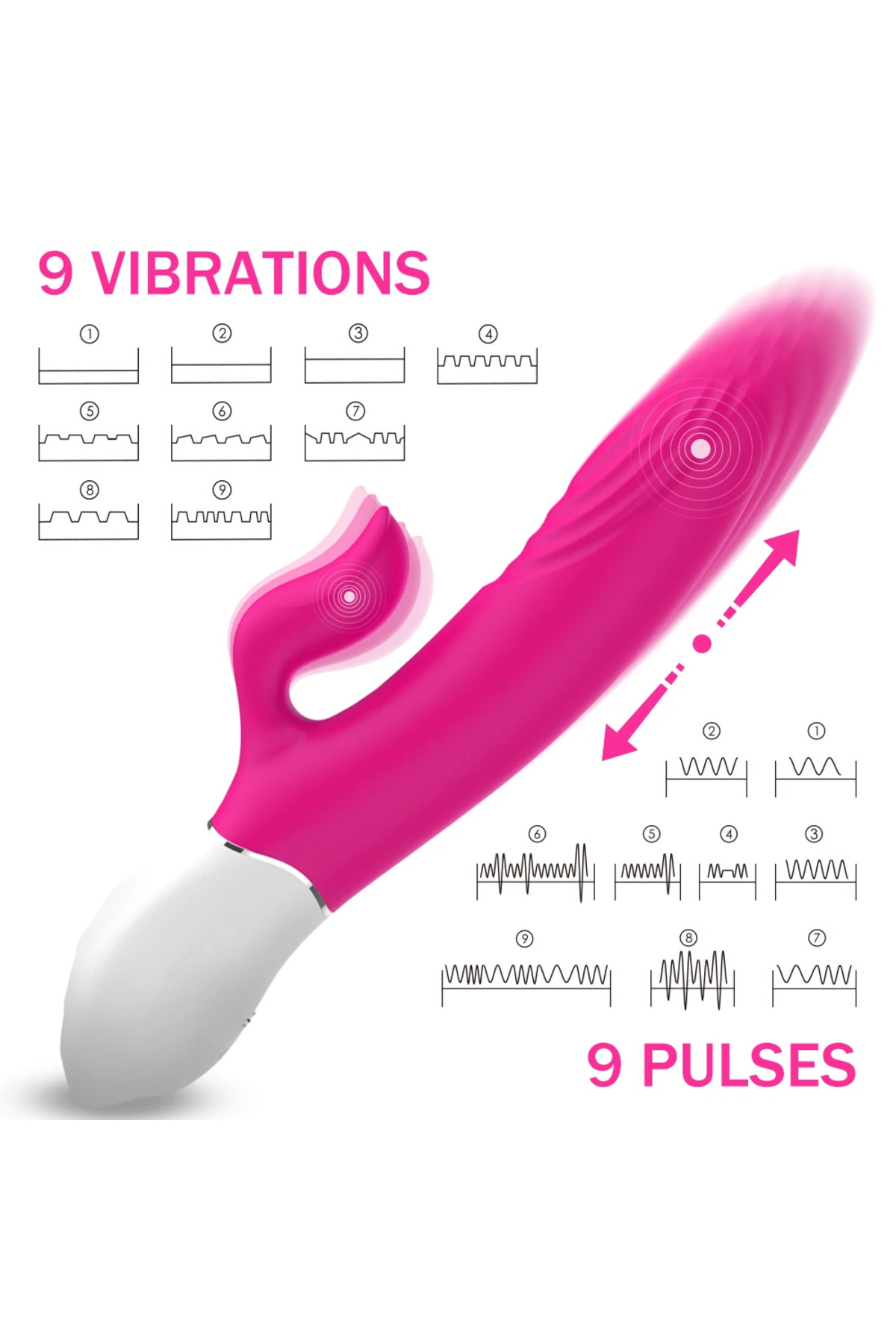 Lighters Şarjlı Isıtmalı İleri Geri Hareketli ve Güçlü Titreşimli 2 in 1 Rabbit Vibratör - Görsel 8