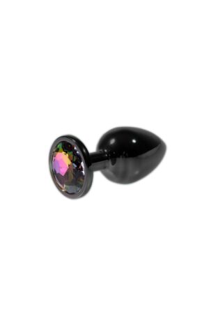 Metal Rainbow Taşlı Siyah Anal Plug Küçük Boy
