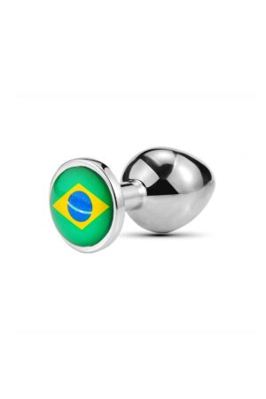 Brezilya Bayraklı Küçük Boy Metal Anal Plug – Paslanmaz Çelik, 7 cm