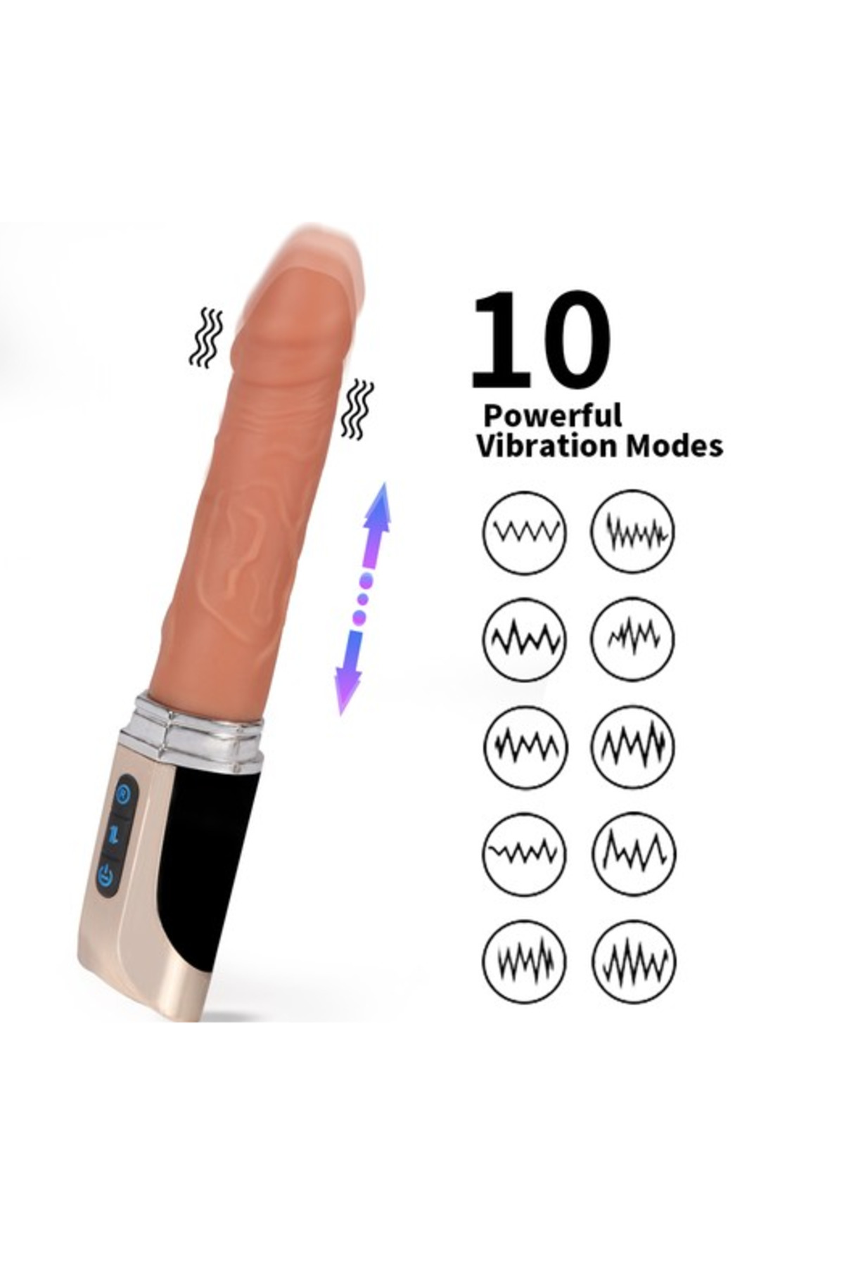 Süper Otomatik Damarlı Ileri Geri Hareketli 10 Farklı Titreşim Modlu Vibratör Penis