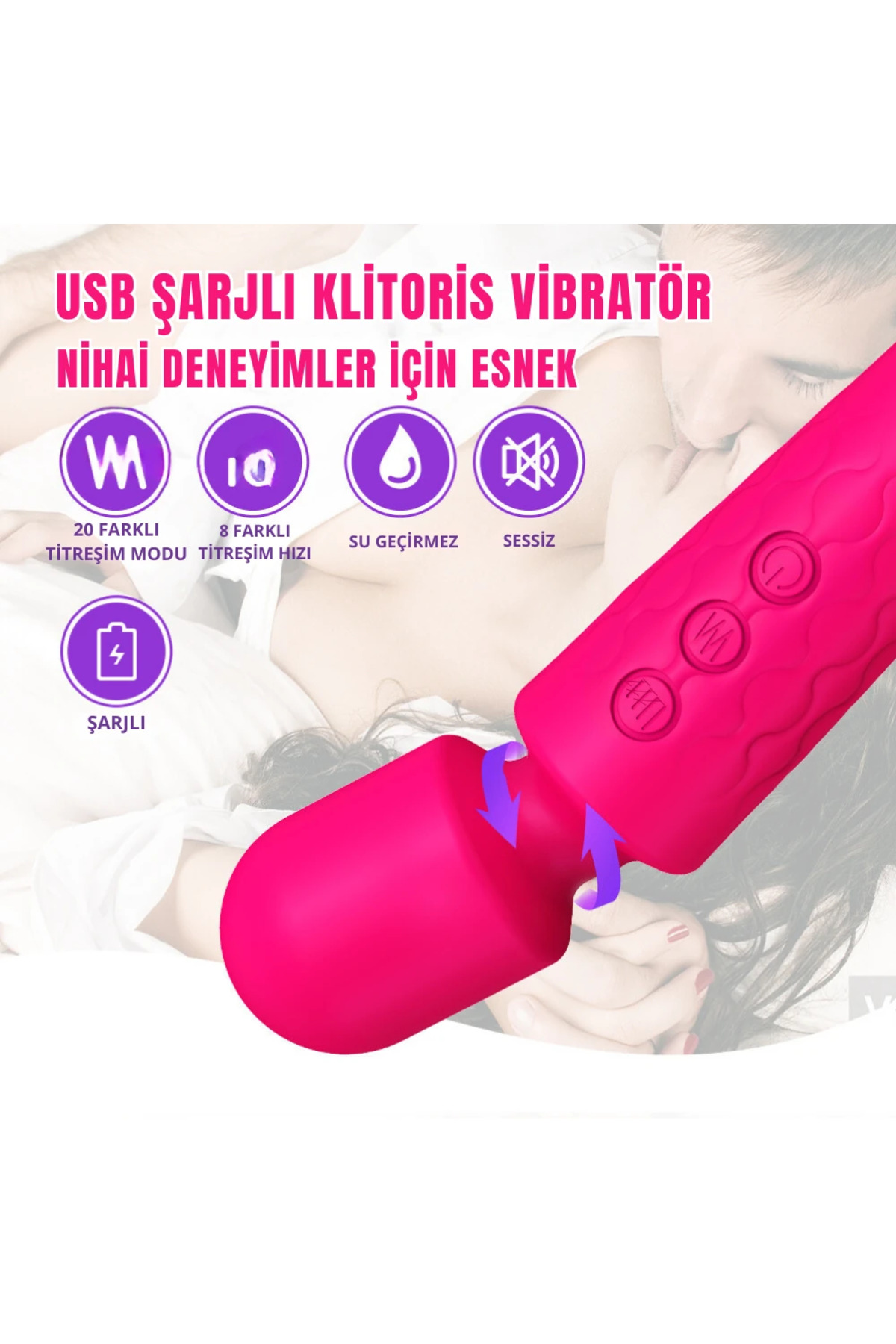 PRIME TOYS Artemis Çok Güçlü Titreşimli Masaj Vibratör Göğüs ve Klitoris Uyarıcı Wand Massager - Görsel 3