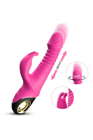 PRIME TOYS Zing İleri Geri ve Rotasyon Hareketli Su Geçirmez Klitoris Uyarıcı Rabbit Vibratör