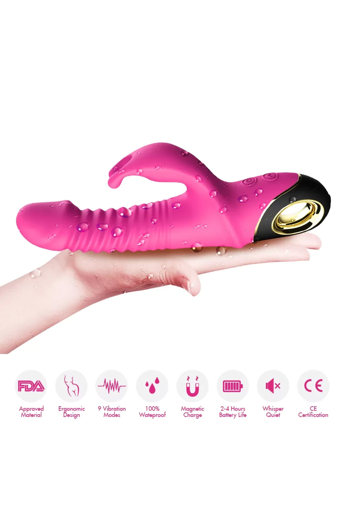 PRIME TOYS Zing İleri Geri ve Rotasyon Hareketli Su Geçirmez Klitoris Uyarıcı Rabbit Vibratör - Görsel 4