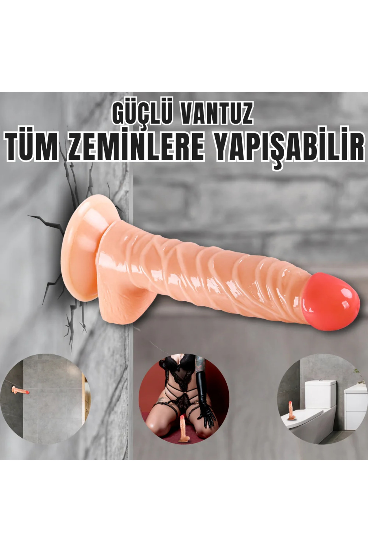 UNIQUE Realistik Dokuda Damarlı Dildo Vantuzlu Gerçekçi Yapay Penis 19 CM - Görsel 2