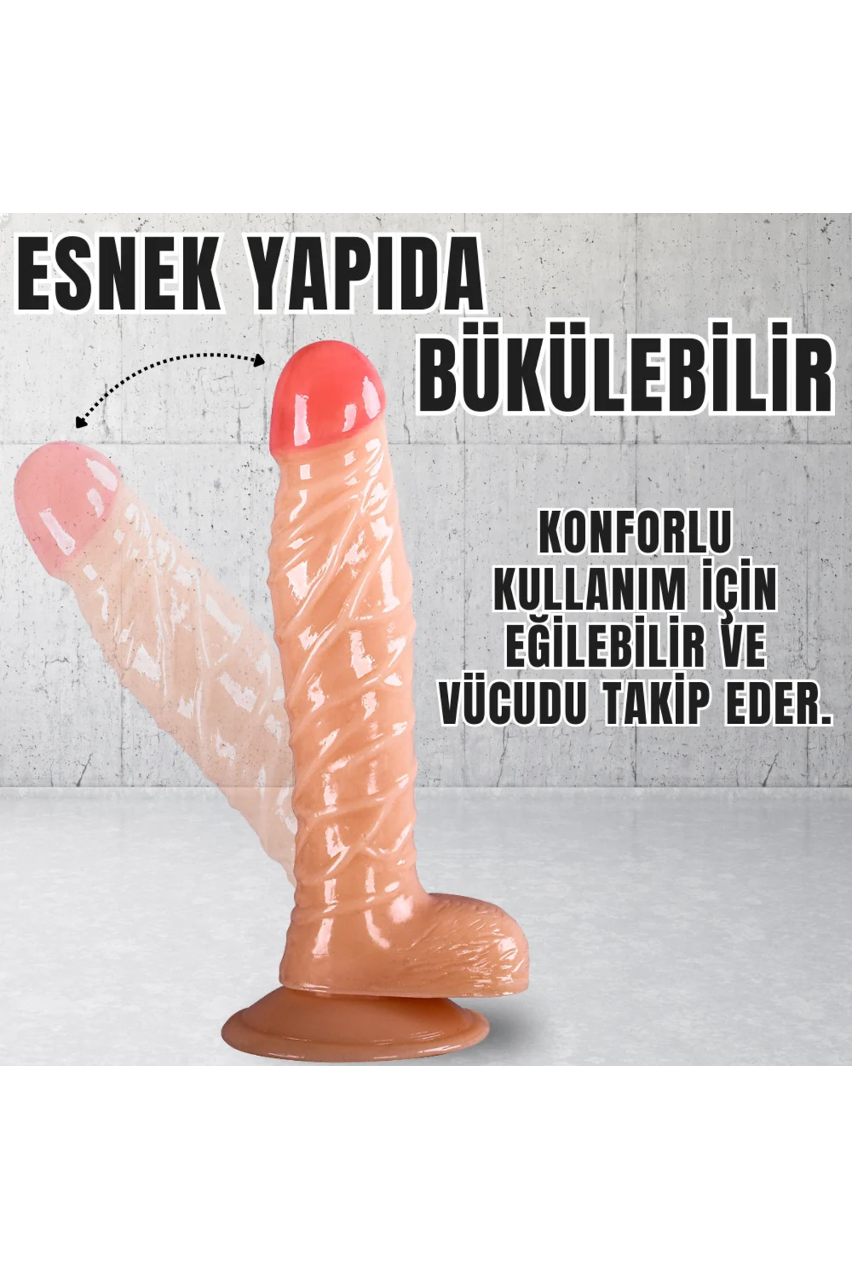 UNIQUE Realistik Dokuda Damarlı Dildo Vantuzlu Gerçekçi Yapay Penis 19 CM - Görsel 3