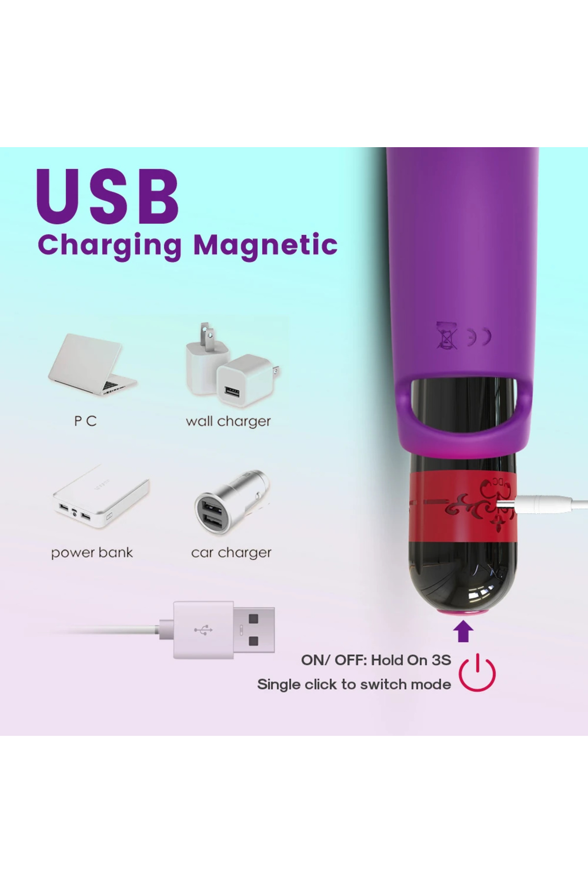 PRIME TOYS Aurora Şarjlı G Nokta ve Klitoris Uyarıcı Parmağa Takılabilir Mini Vibratör - Mor - Görsel 6