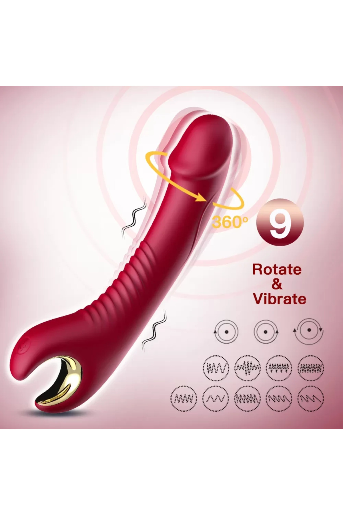 PRIME TOYS Tornado 360° Dönebilen Su Geçirmez G Nokta Uyarıcı Vibratör - Bordo - Görsel 3