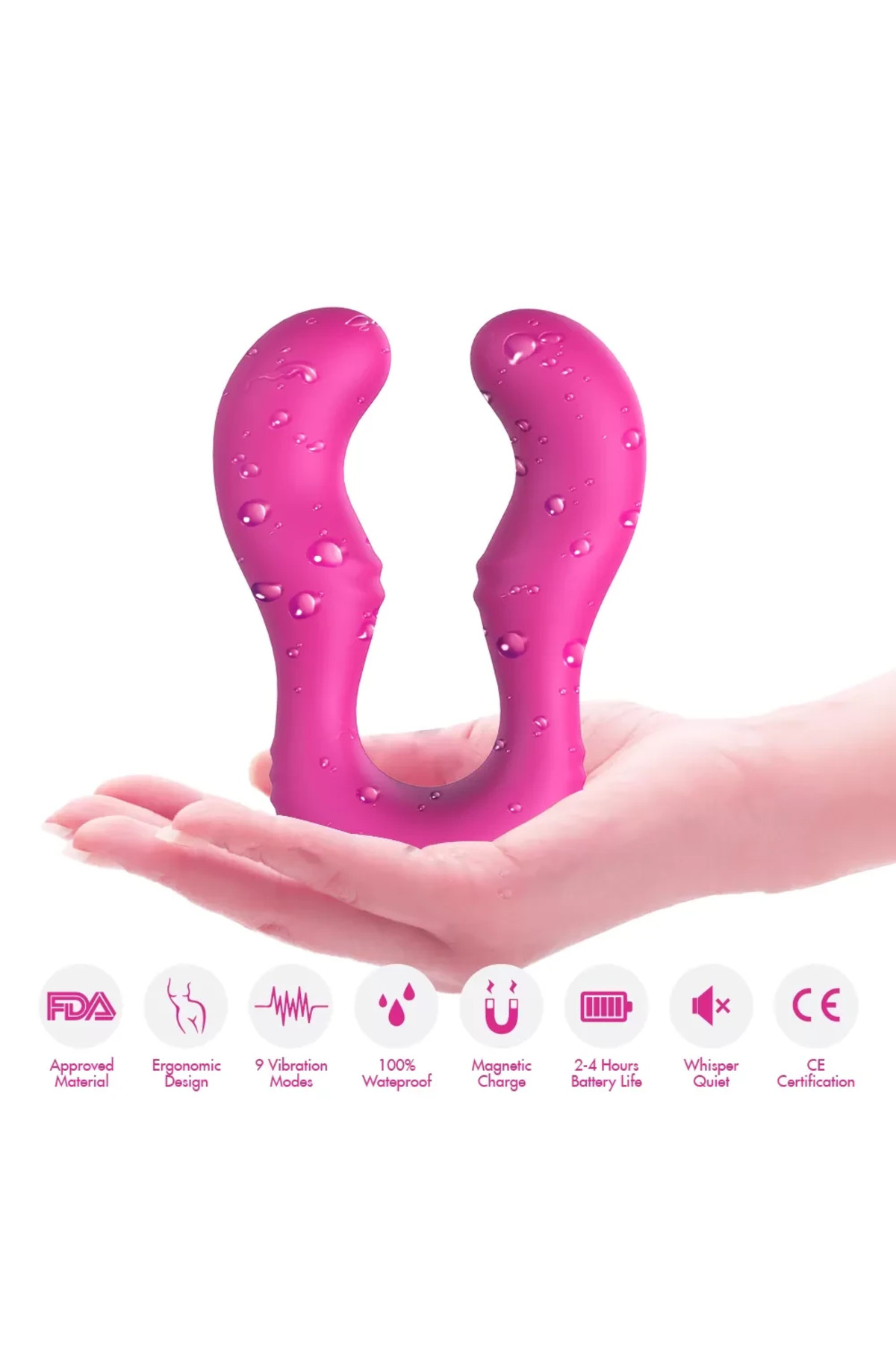 SERAPH Strapless Çift Taraflı G Spot Çatal Vibratör - Pembe - Görsel 4
